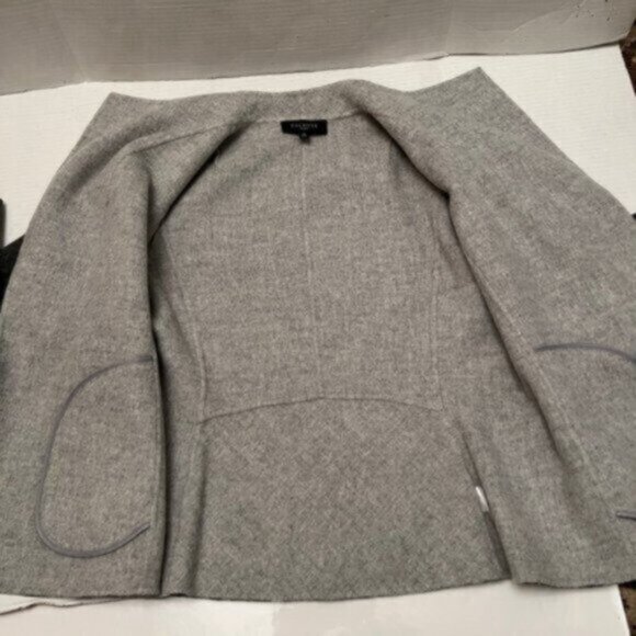 Talbots * Boiled Wool Blazer Jacket Open Front Light / Dark Gray EUC - Picture 5 of 15